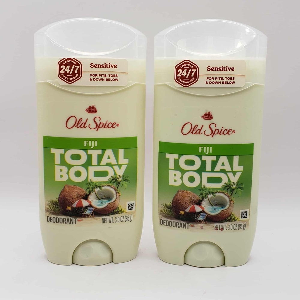 Old Spice Fiji Scent of Coconut & Palm Trees Total Body Deodorant 3 oz - 2 Pack